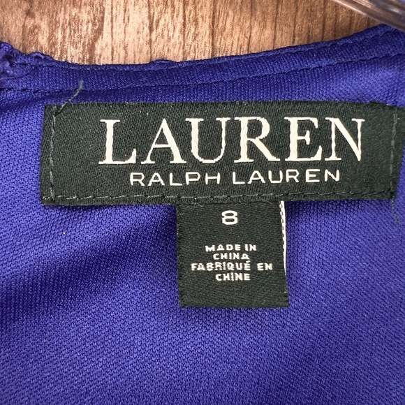 Lauren Ralph Lauren Royal Blue Lace Flutter Sleeve Sheath Dress – Size 8 - Picture 3 of 3